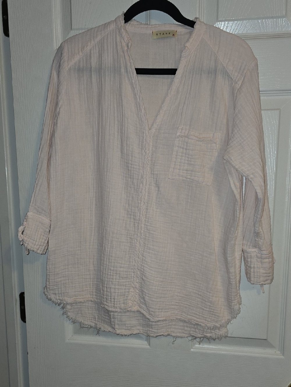 Stark X Women's White Cotton‎ Gauze V-Neck Tunic